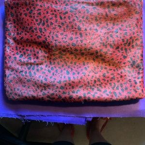 Red with black print clutch